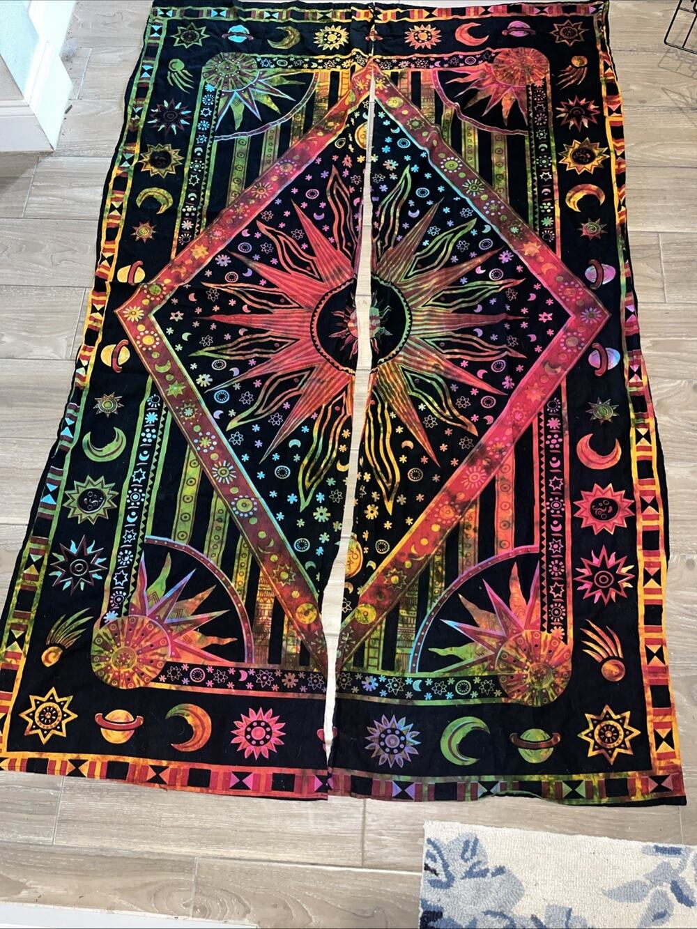 Celestia Tie Dye Sun & Moon Tapestry Bohemian Wall Hanging 74 X 47” From India